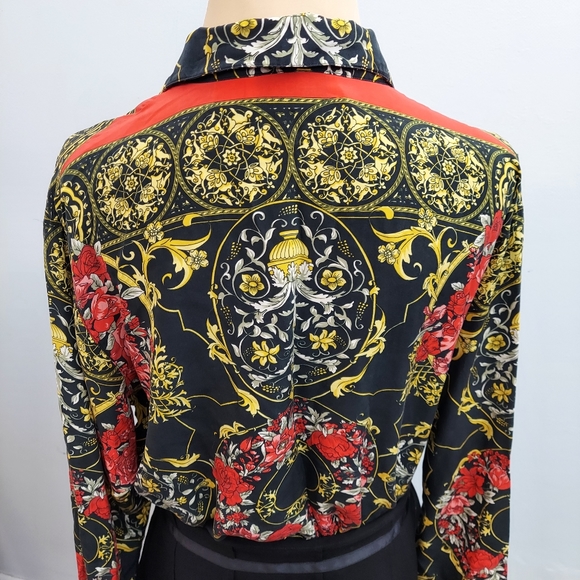 Cedars Long Sleeve Floral Silk Blouse, sz M - Picture 2 of 10